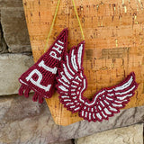Pi Beta Phi Beaded Bag Charm - The Pink Pineapple 850