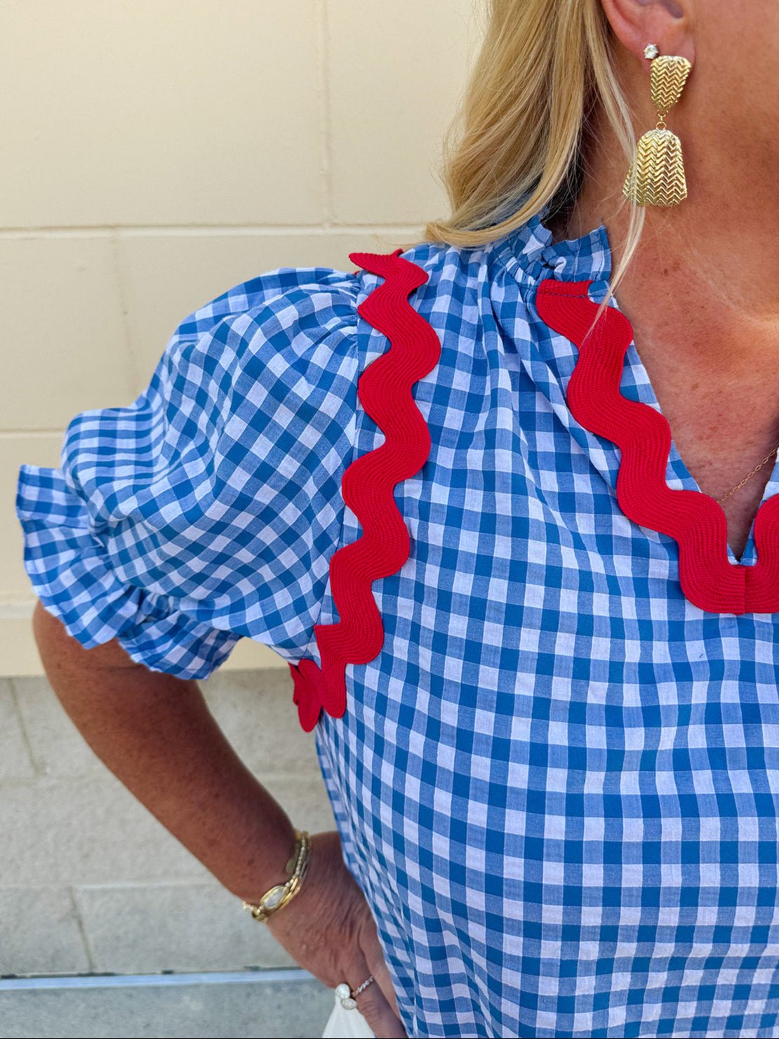 Picnic Parade Puff Sleeve Top - The Pink Pineapple 850