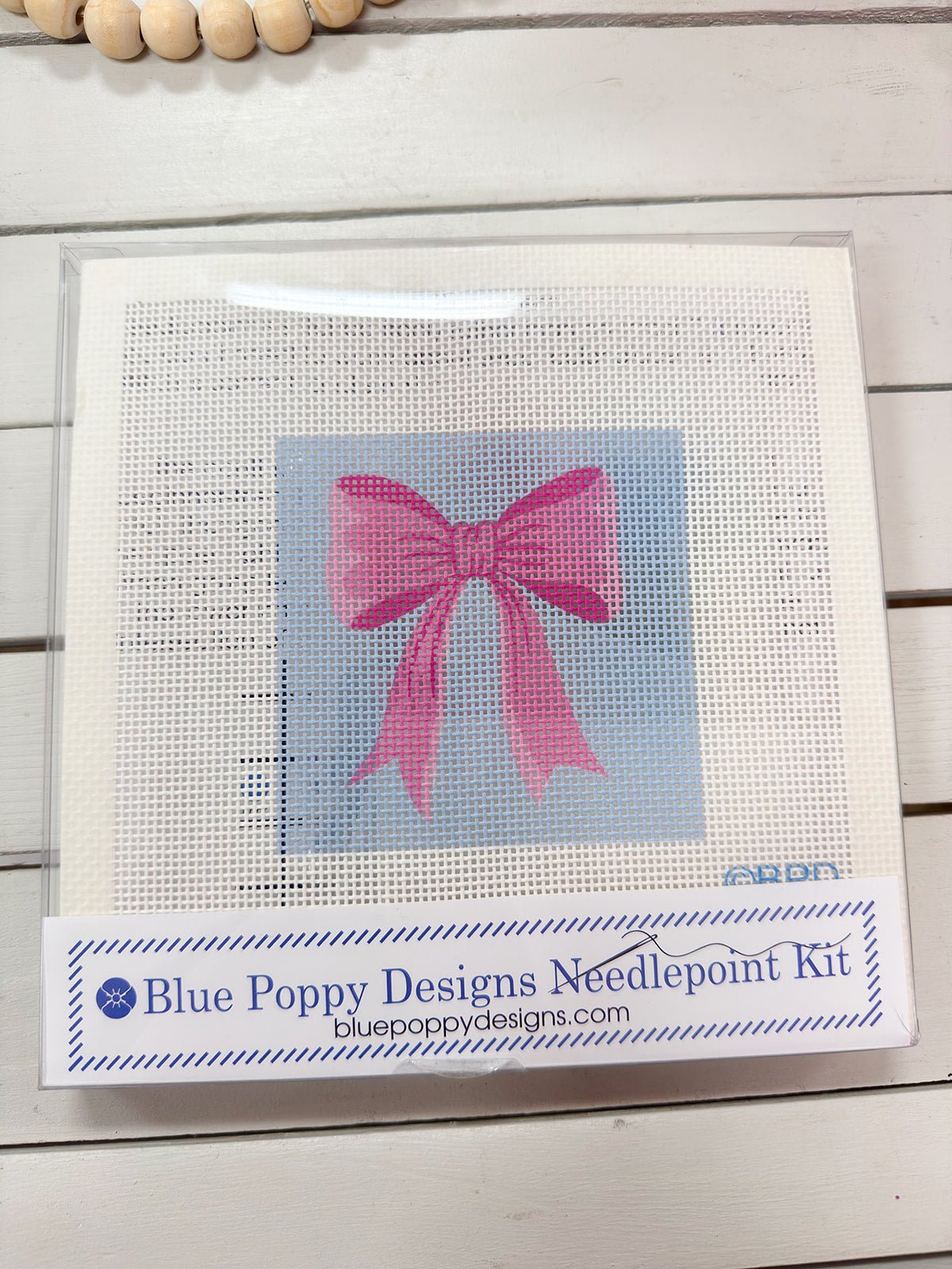 Pink & Blue Bow Needlepoint Kit - The Pink Pineapple 850