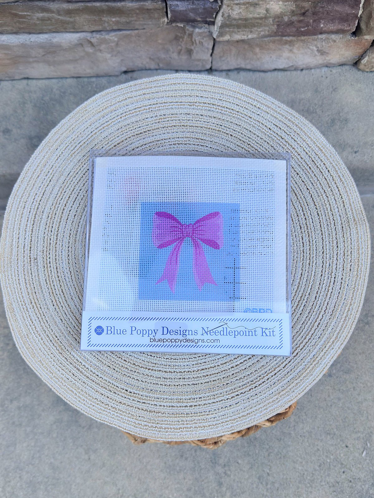 Pink & Blue Bow Needlepoint Kit - The Pink Pineapple 850