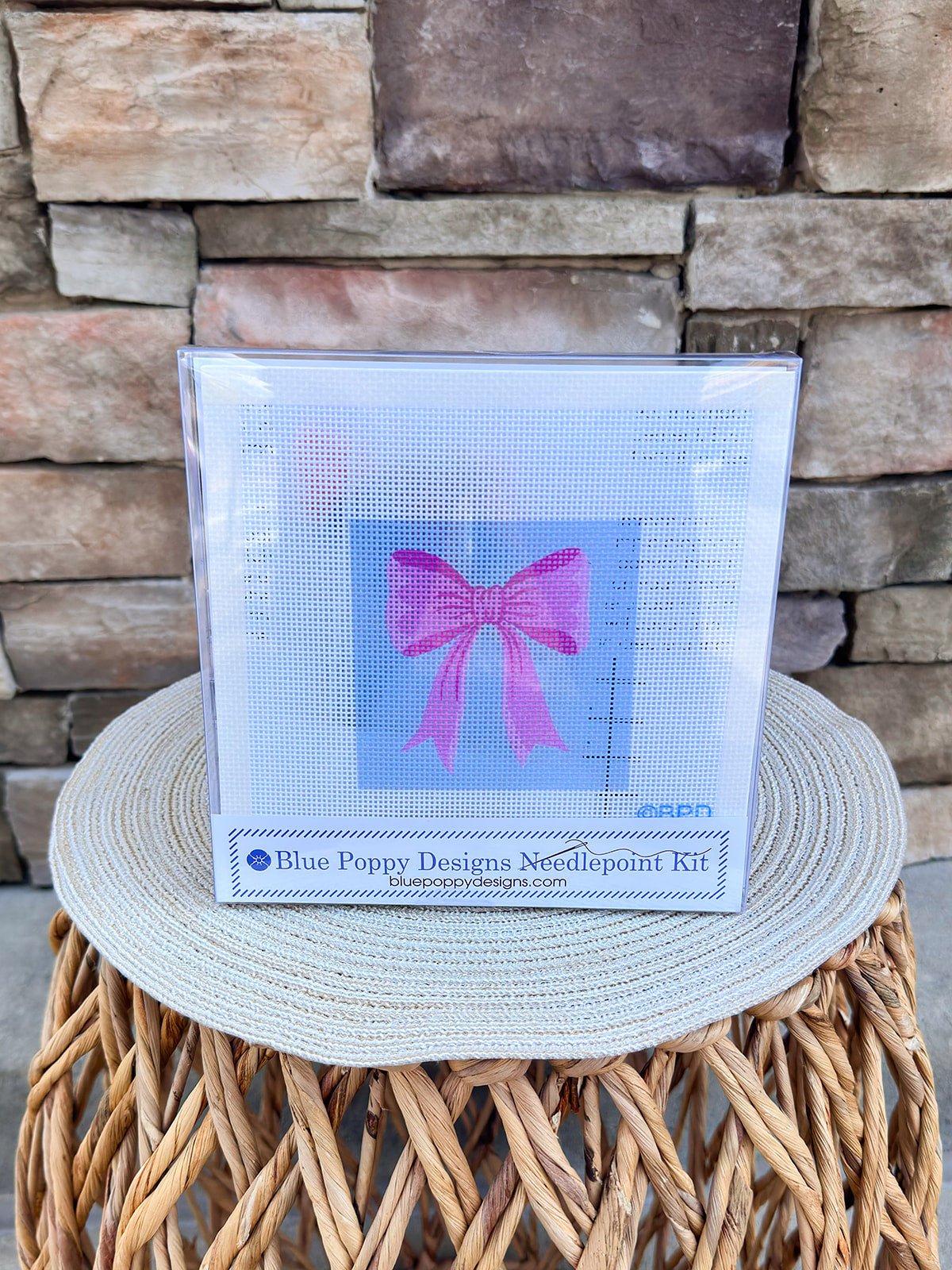 Pink & Blue Bow Needlepoint Kit - The Pink Pineapple 850