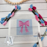 Pink & Blue Bow Needlepoint Kit - The Pink Pineapple 850