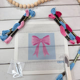 Pink & Blue Bow Needlepoint Kit - The Pink Pineapple 850