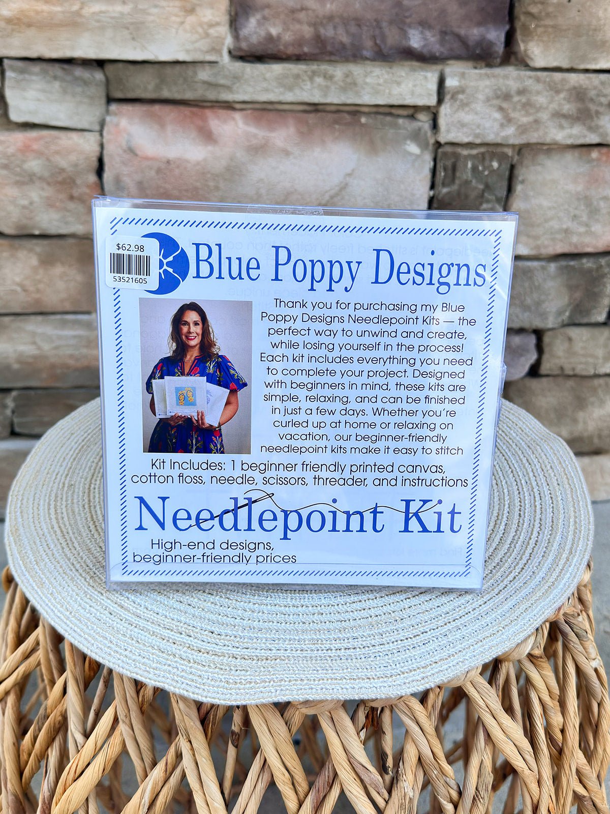 Pink & Blue Bow Needlepoint Kit - The Pink Pineapple 850