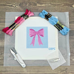 Pink & Blue Bow Needlepoint Kit - The Pink Pineapple 850