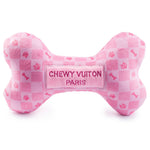 Pink Checker Chewy Vuiton Bone Dog Toy - The Pink Pineapple 850