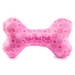 Pink Checker Chewy Vuiton Bone Dog Toy - The Pink Pineapple 850