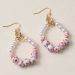 Pink Delft Garden Hoop Earrings - The Pink Pineapple 850