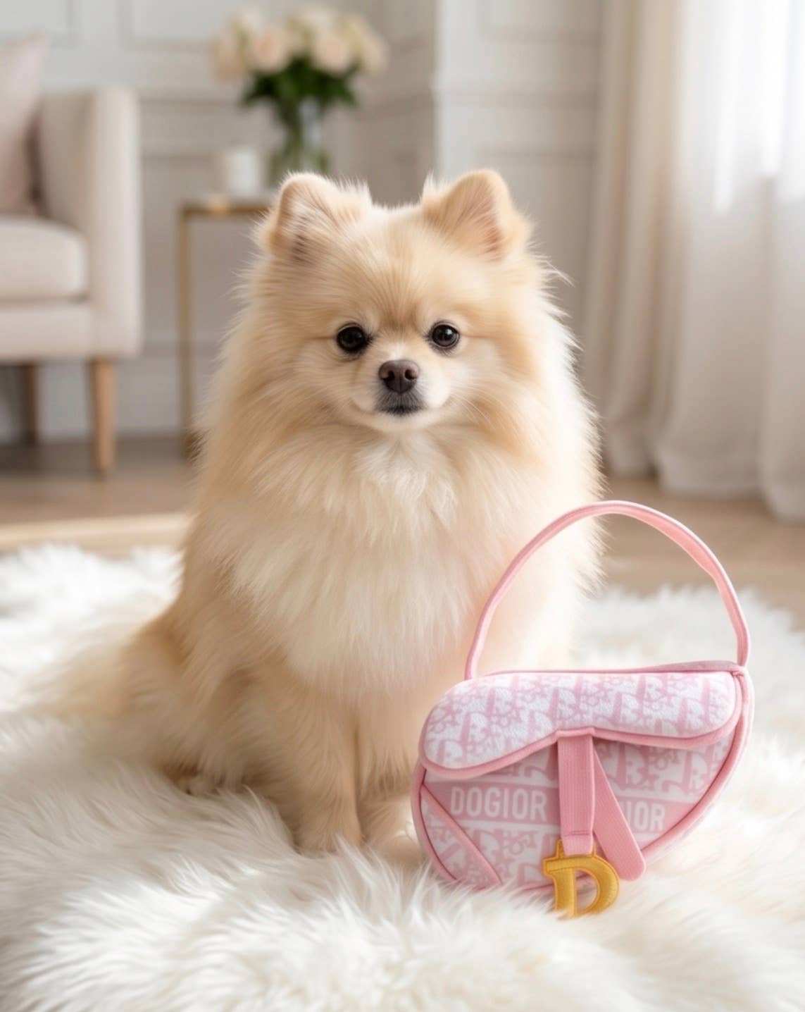 Pink Dogior Designer Saddle Bag Toy - The Pink Pineapple 850