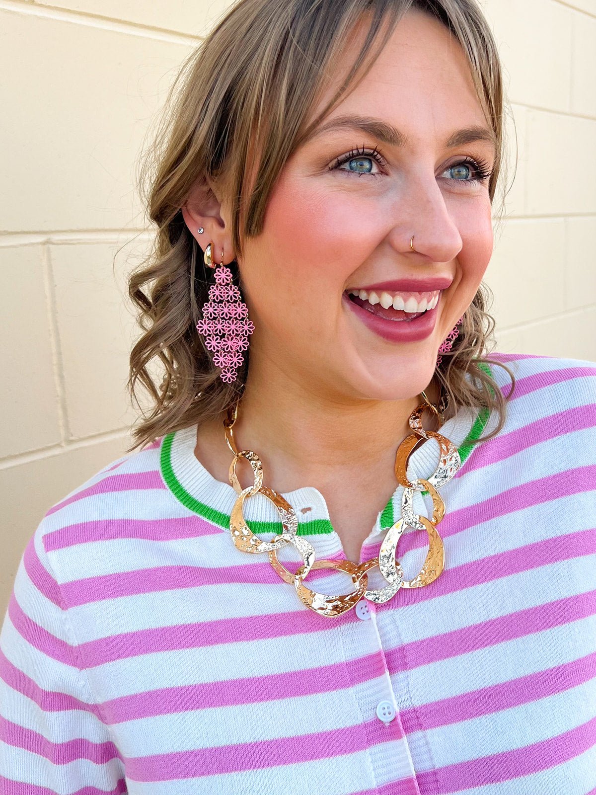 Pink Flower Filigree Earrings - The Pink Pineapple 850
