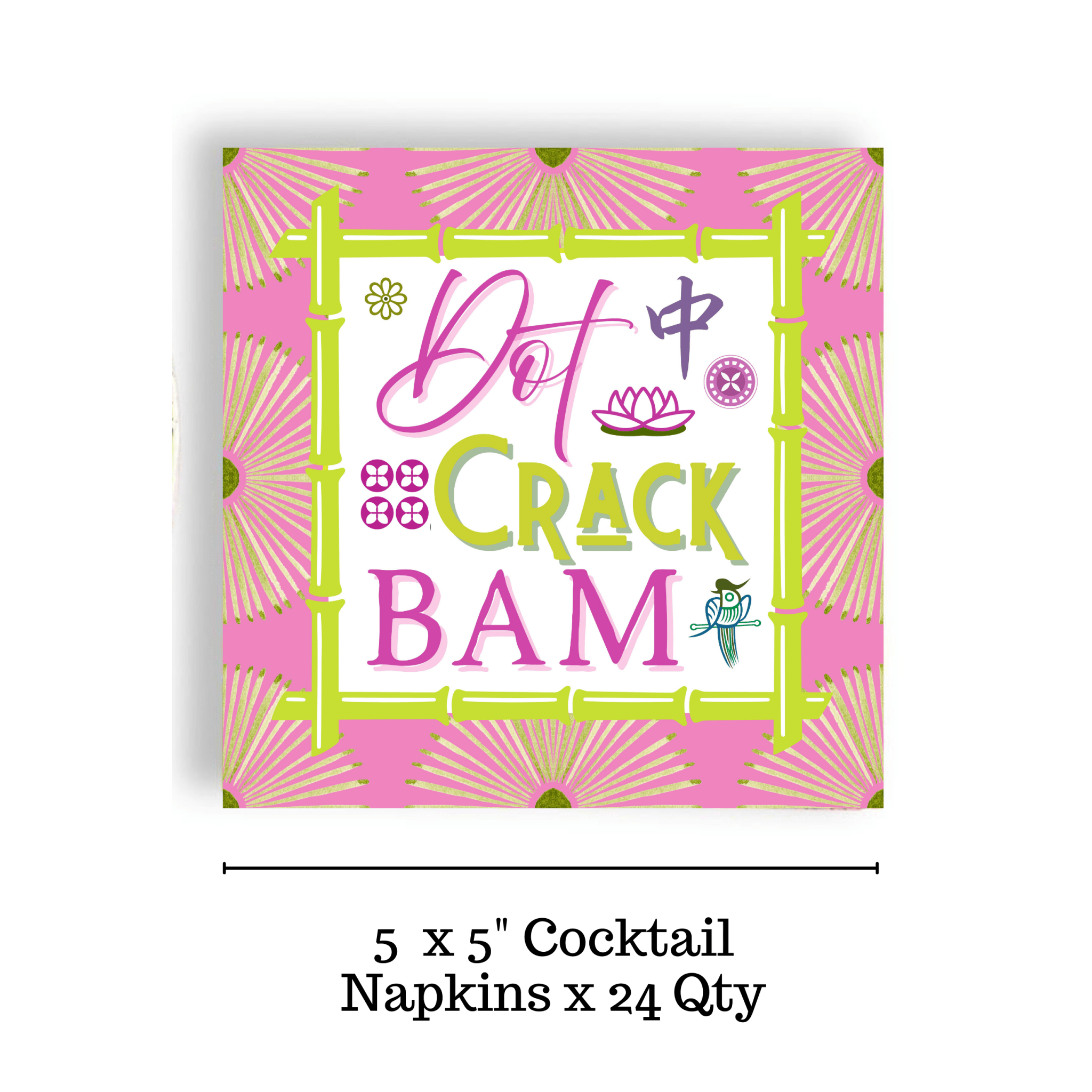 Pink Green Psychedelic Mahjong Cocktail Napkins - The Pink Pineapple 850