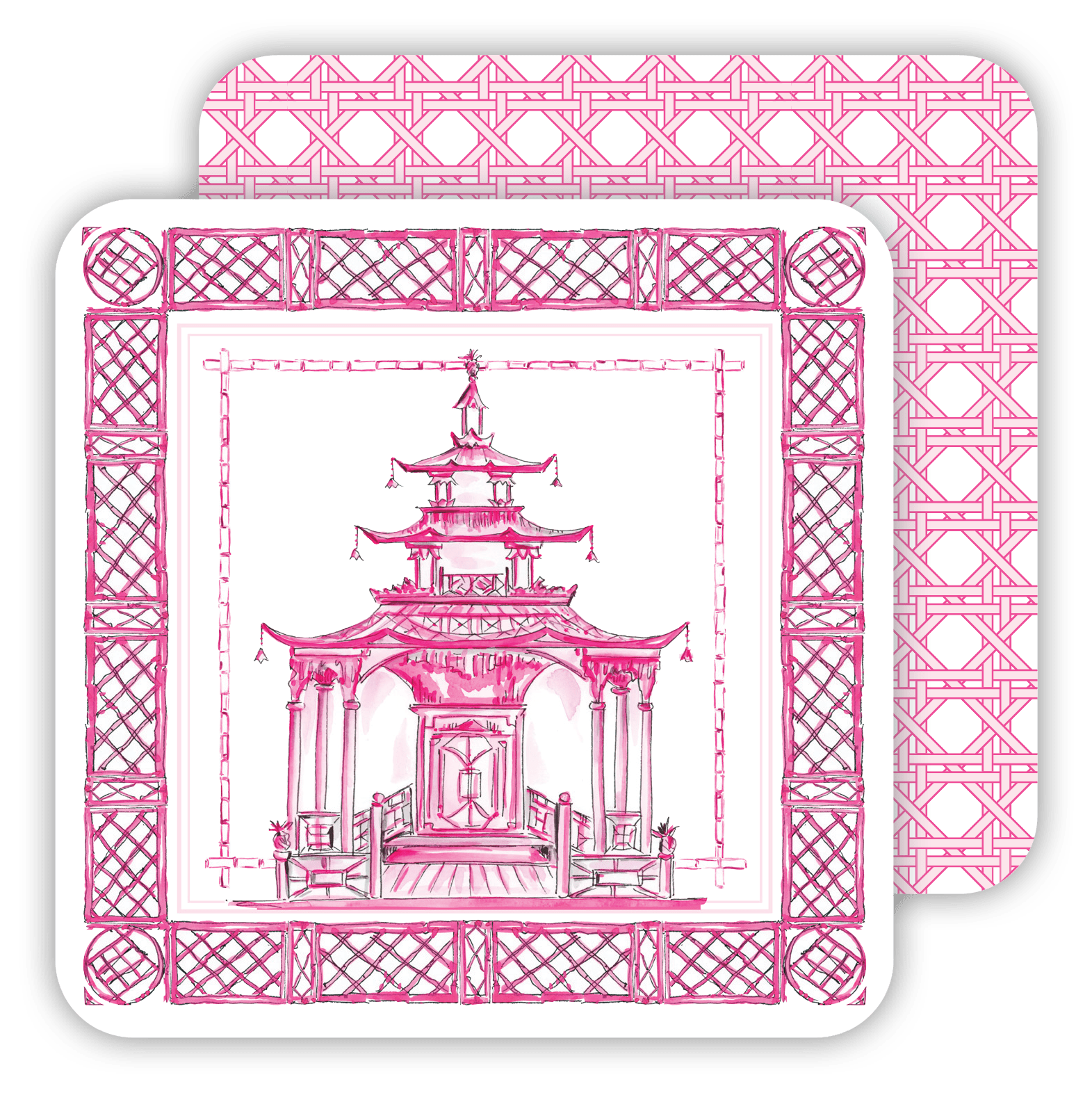 Pink Pagoda Garden Party Coaster Set - The Pink Pineapple 850
