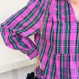 Pink Tartan Ruffle Collar Babydoll Top - The Pink Pineapple 850