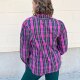 Pink Tartan Ruffle Collar Babydoll Top - The Pink Pineapple 850