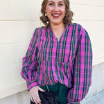 Pink Tartan Ruffle Collar Babydoll Top - The Pink Pineapple 850