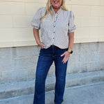 Pinstripe Charm Blouse - The Pink Pineapple 850