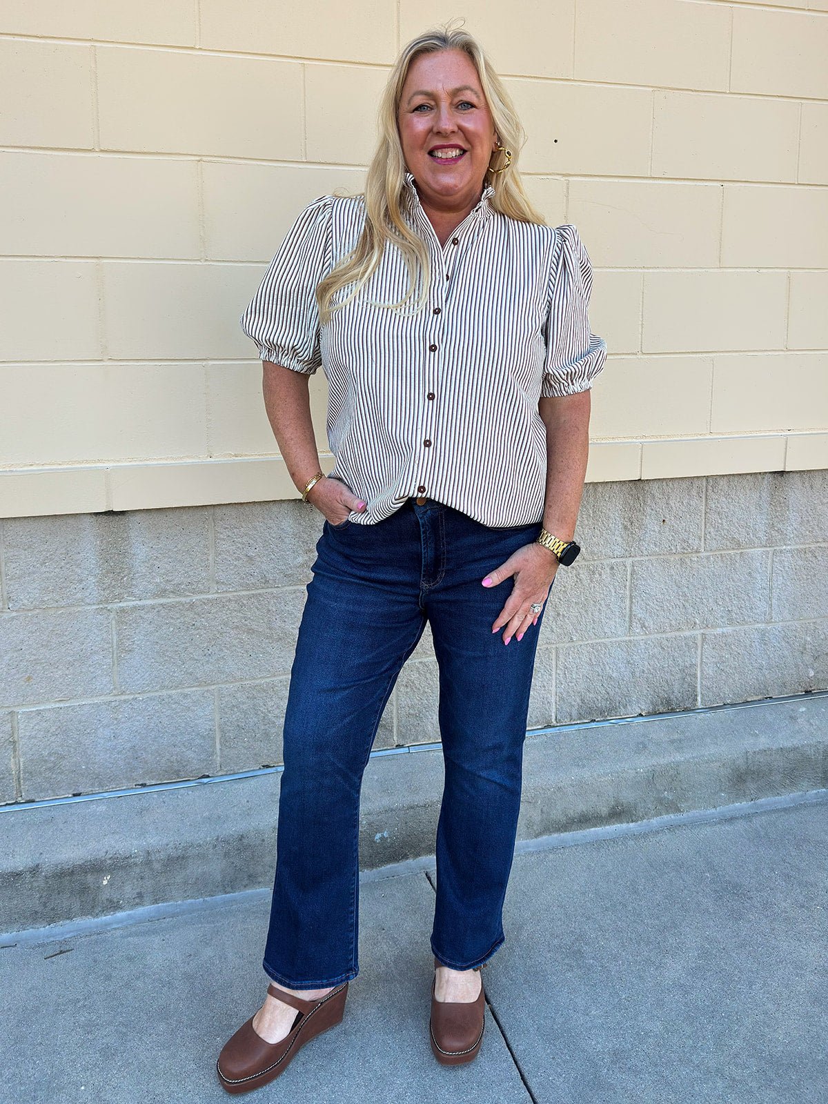 Pinstripe Charm Blouse - The Pink Pineapple 850