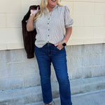 Pinstripe Charm Blouse - The Pink Pineapple 850