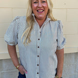 Pinstripe Charm Blouse - The Pink Pineapple 850