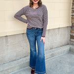 Plum Whisper Pinstriped Waffle Sweater - The Pink Pineapple 850