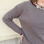 Plum Whisper Pinstriped Waffle Sweater - The Pink Pineapple 850
