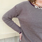 Plum Whisper Pinstriped Waffle Sweater - The Pink Pineapple 850