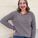 Plum Whisper Pinstriped Waffle Sweater - The Pink Pineapple 850