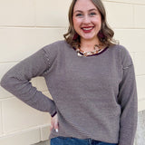 Plum Whisper Pinstriped Waffle Sweater - The Pink Pineapple 850