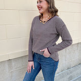 Plum Whisper Pinstriped Waffle Sweater - The Pink Pineapple 850