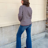 Plum Whisper Pinstriped Waffle Sweater - The Pink Pineapple 850