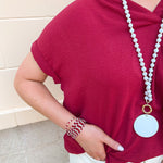 Polished Center Seam Woven Top in Garnet - The Pink Pineapple 850