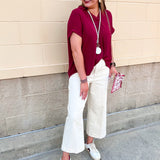 Polished Center Seam Woven Top in Garnet - The Pink Pineapple 850
