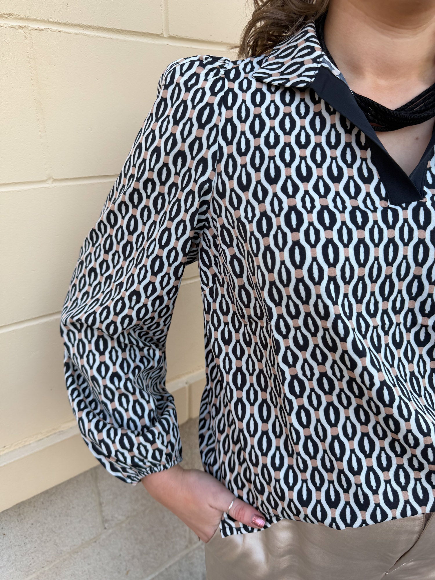 Polished Pattern Tan Top - The Pink Pineapple 850