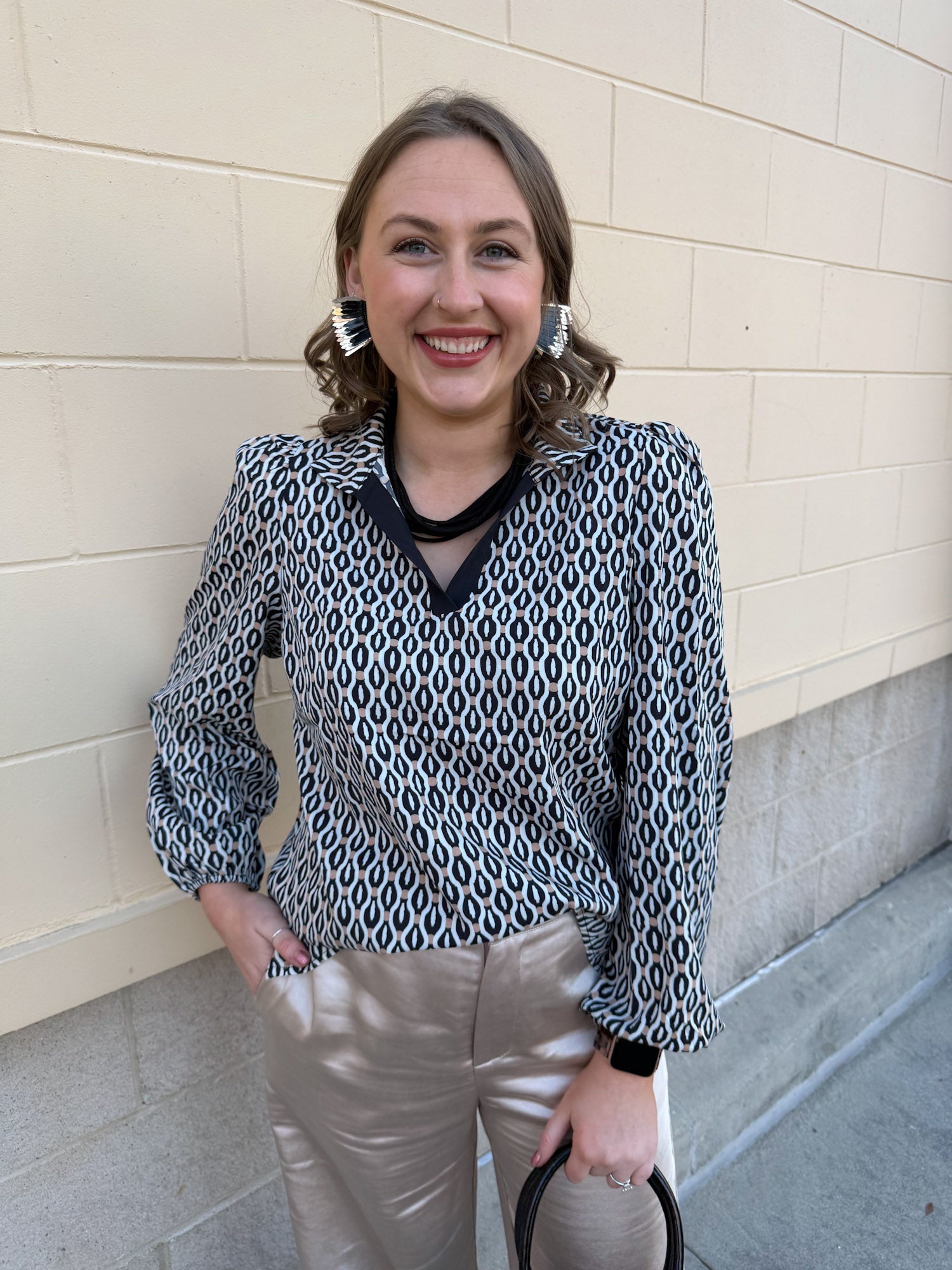 Polished Pattern Tan Top - The Pink Pineapple 850