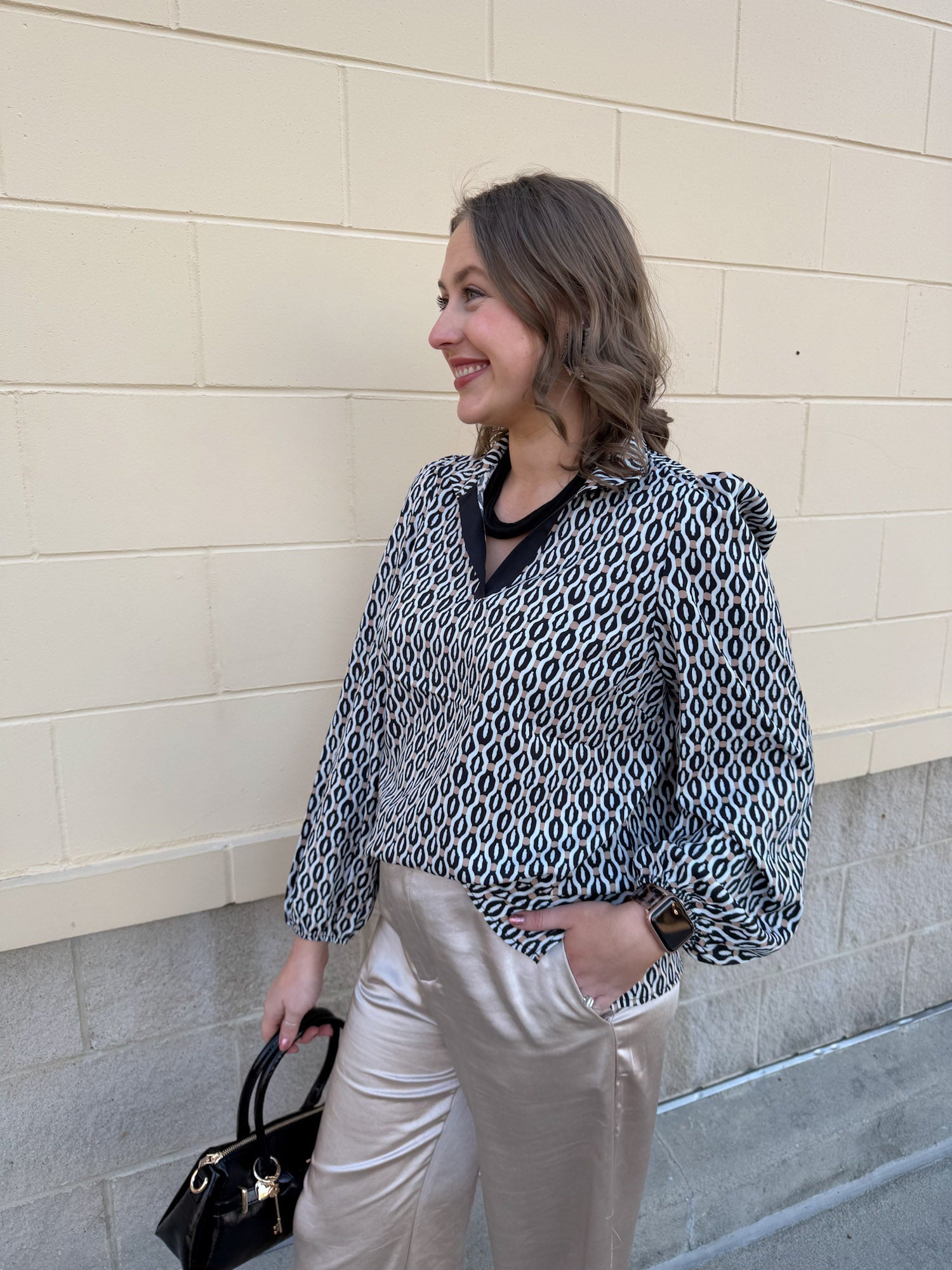 Polished Pattern Tan Top - The Pink Pineapple 850