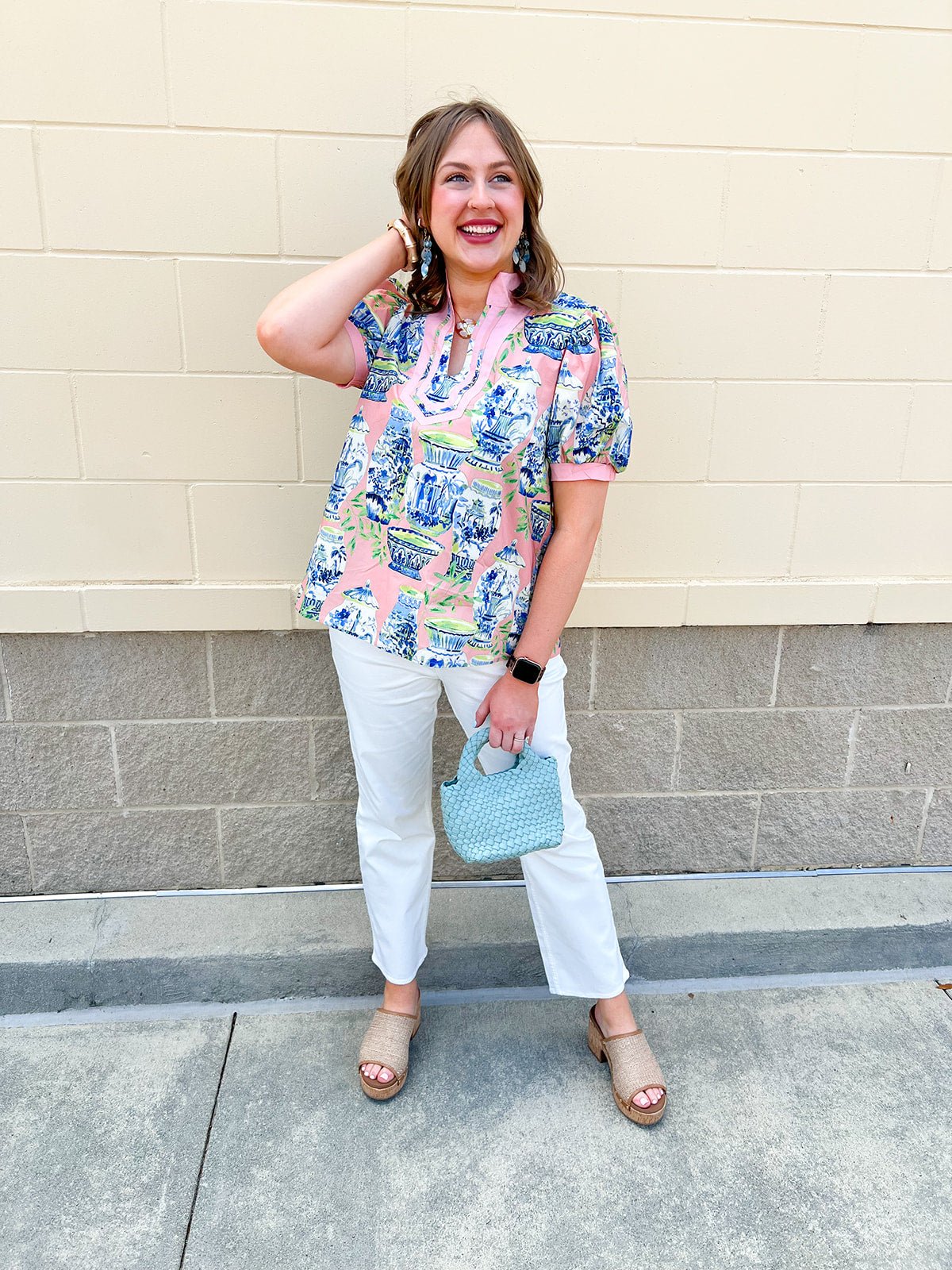 Porcelain Garden Caftan Top - The Pink Pineapple 850