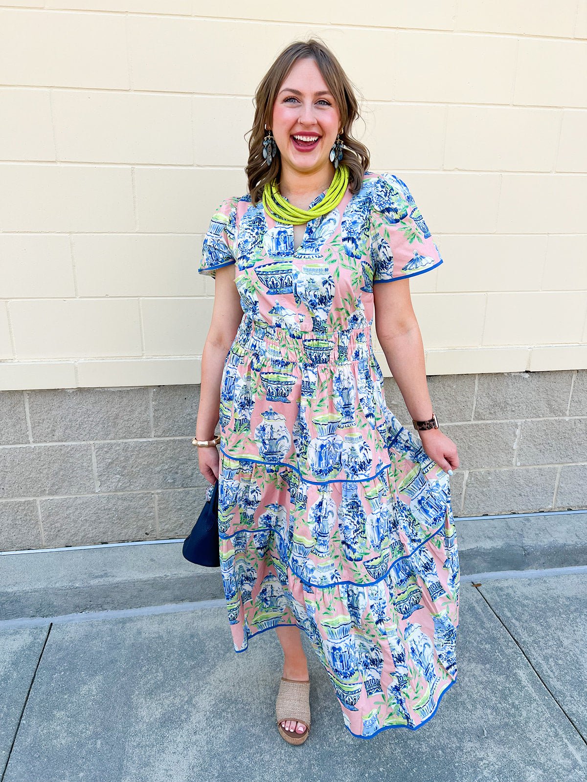 Porcelain Garden Midi Dress - The Pink Pineapple 850