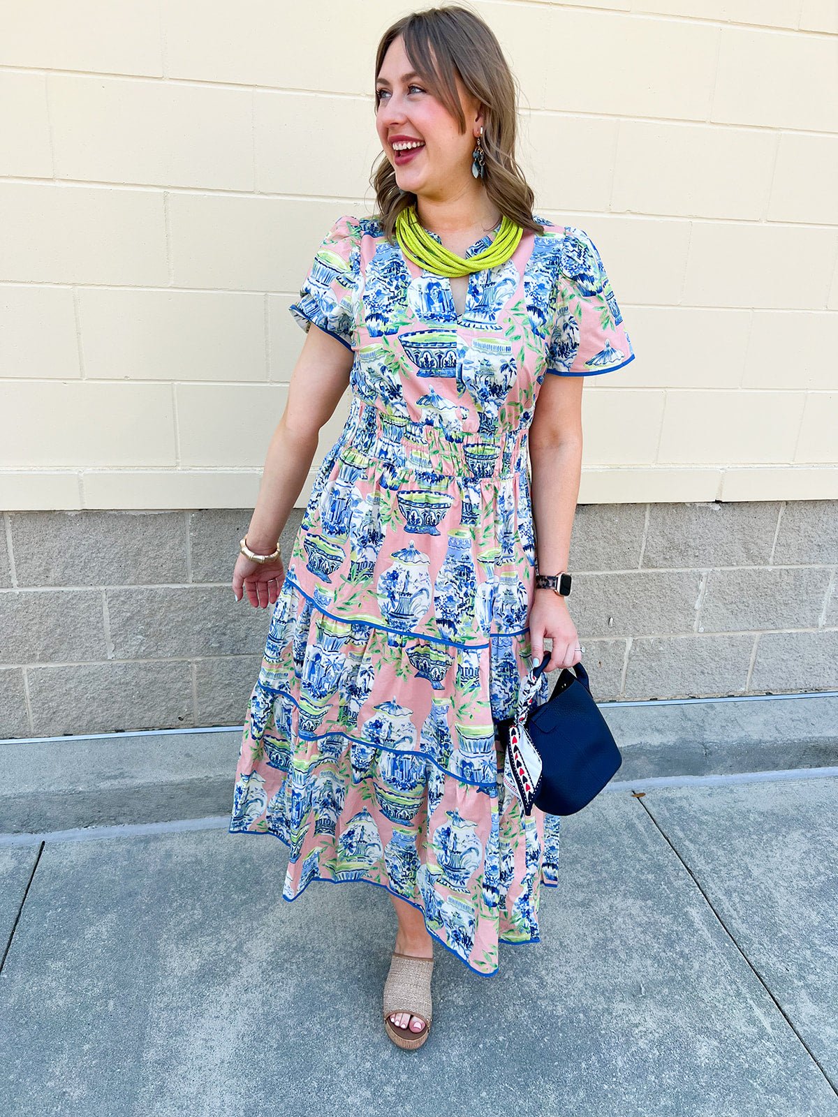 Porcelain Garden Midi Dress - The Pink Pineapple 850