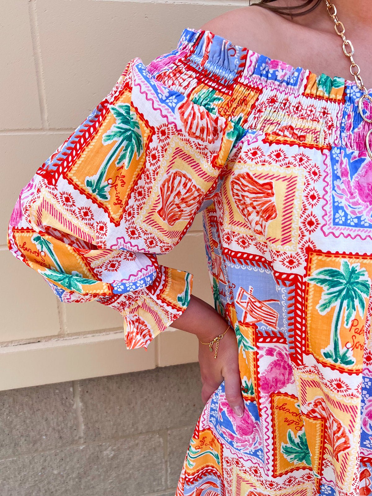 Postcard Paradise Mini Dress - The Pink Pineapple 850