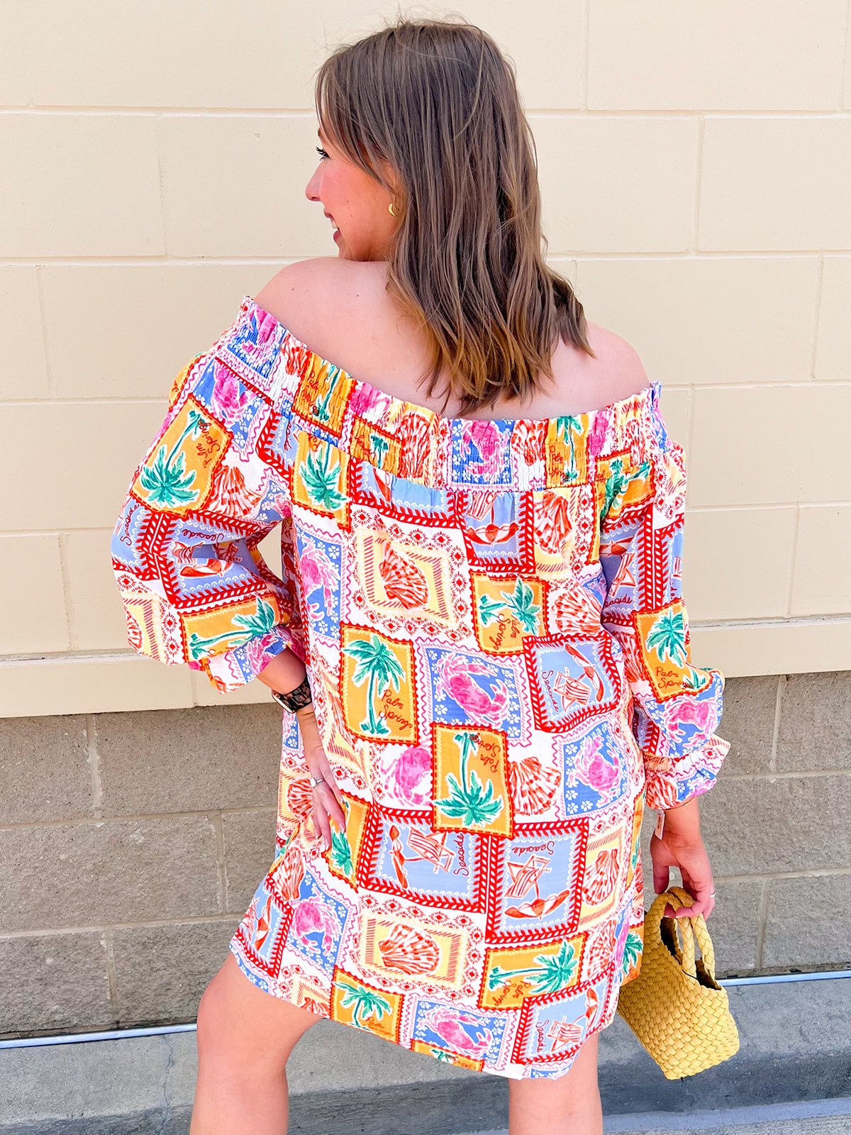 Postcard Paradise Mini Dress - The Pink Pineapple 850