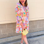 Postcard Paradise Mini Dress - The Pink Pineapple 850