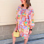 Postcard Paradise Mini Dress - The Pink Pineapple 850