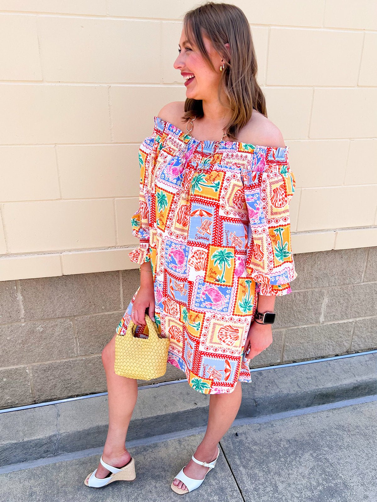 Postcard Paradise Mini Dress - The Pink Pineapple 850