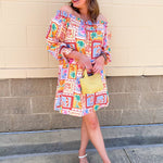 Postcard Paradise Mini Dress - The Pink Pineapple 850