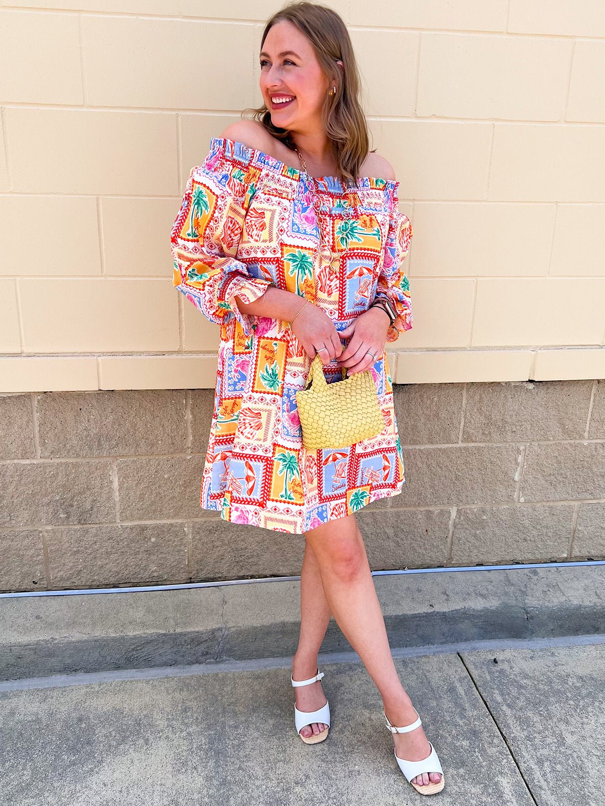 Postcard Paradise Mini Dress - The Pink Pineapple 850