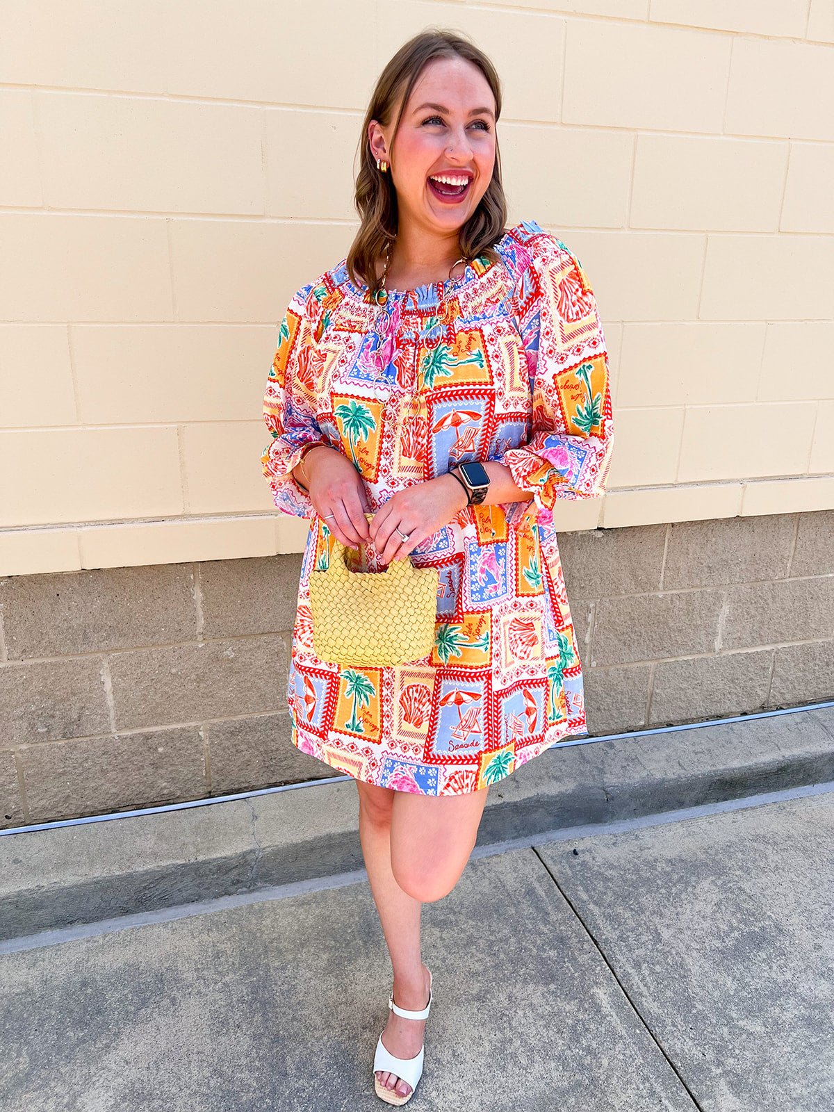 Postcard Paradise Mini Dress - The Pink Pineapple 850