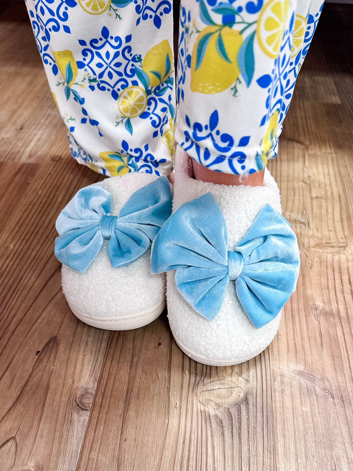 Pretty in Blue Bow Slippers - The Pink Pineapple 850