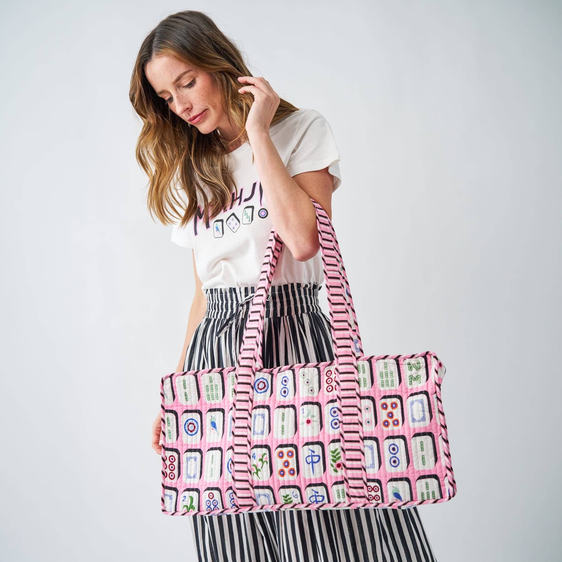 Pretty in Pink Mahjong Zippered Game Bag - The Pink Pineapple 850