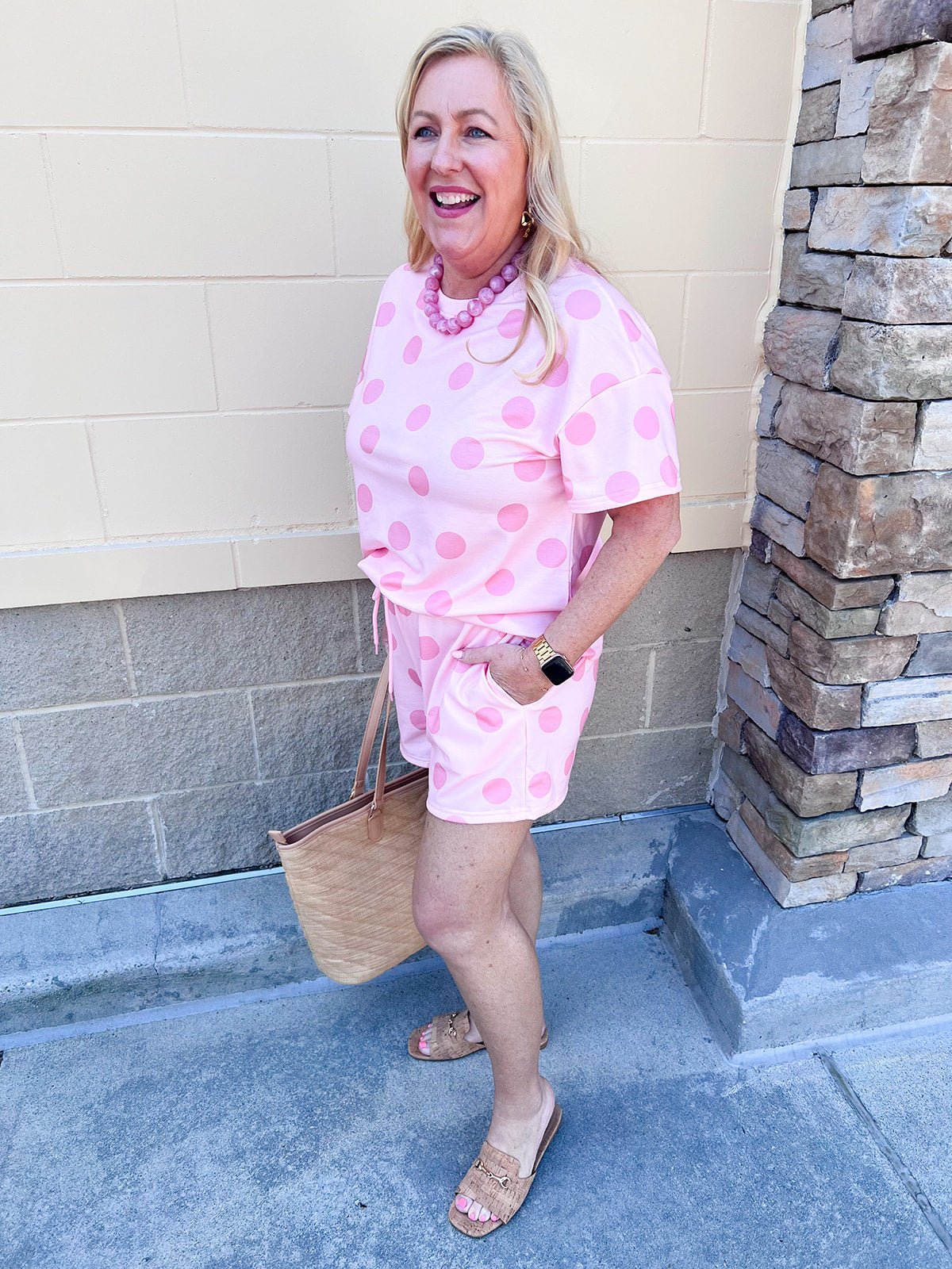 Pretty in Pink Polka Dot Lounge Set - The Pink Pineapple 850