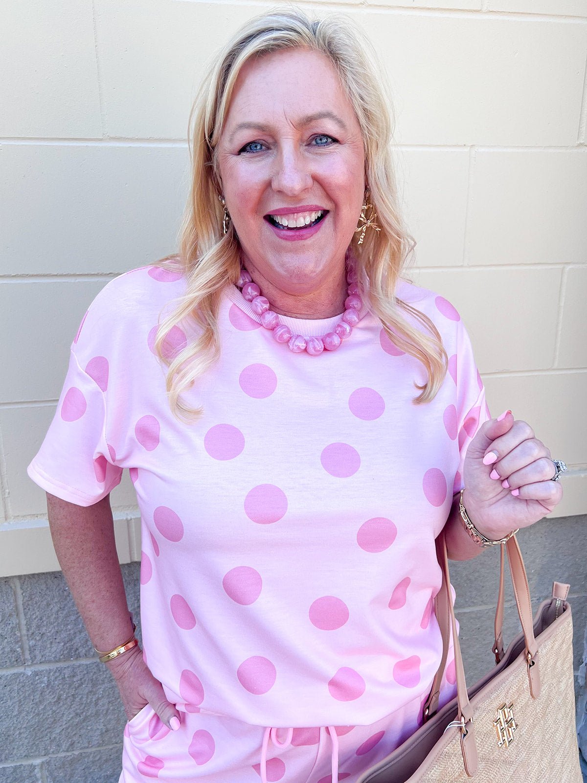Pretty in Pink Polka Dot Lounge Set - The Pink Pineapple 850
